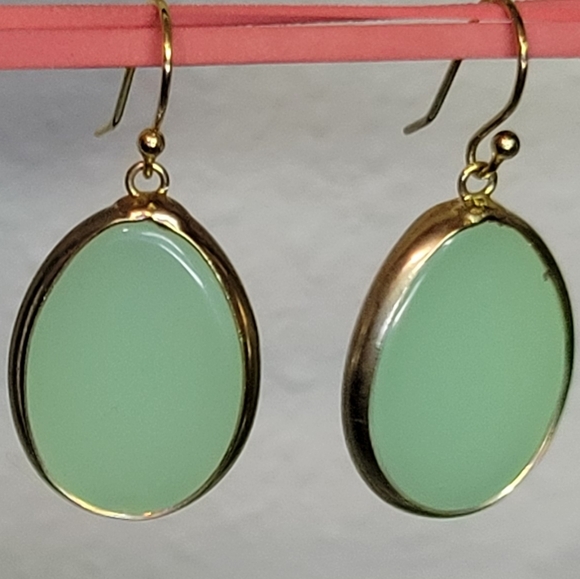 Artisan Jewelry - Beautiful Green Chrysoprase Earrings